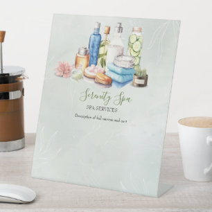 Green Watercolor Day Spa and Wellness Pedestal Sign