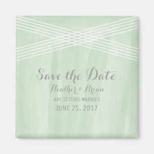 Green Watercolor Deco Save the Date Magnet