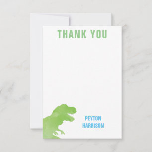 Green Watercolor Dinosaur Personalised Thank You Card
