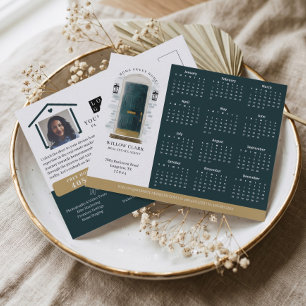 Green Watercolor Door Real Estate Calendar 2024 Postcard