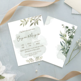 Green Watercolor Elegant Minimalist Wedding Invitation