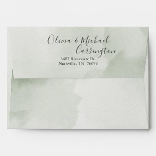 Green Watercolor Elegant Modern Wedding Envelope