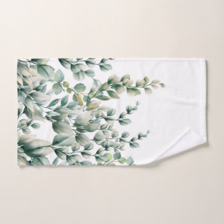 Green Watercolor Eucalyptus Leaf Hand Towel