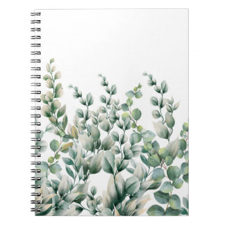 Green Watercolor Eucalyptus Leaf Notebook
