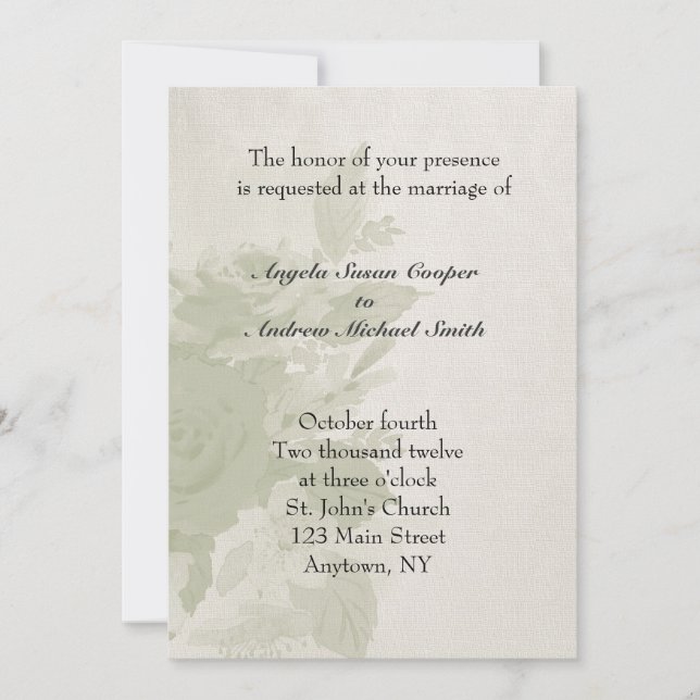 Green Watercolor Floral Invitation (Front)
