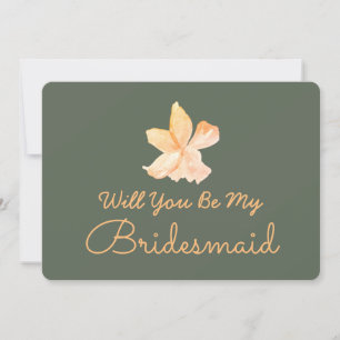 Green Watercolor Flower Will You Be My Bridesmaid Invitation