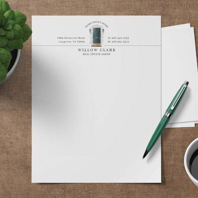 Green Watercolor Front Door Personalised Company Custom Letterhead (Creator Uploaded)