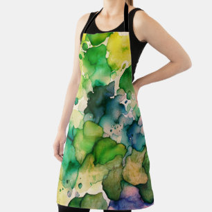 Green Watercolor Fusion Apron