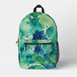 Green Watercolor Fusion Printed Backpack