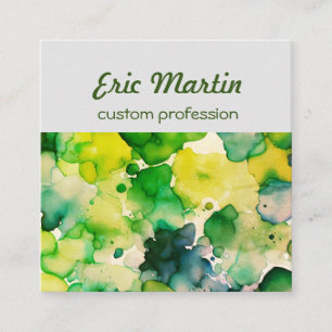Green Watercolor Fusion  Square Business Card