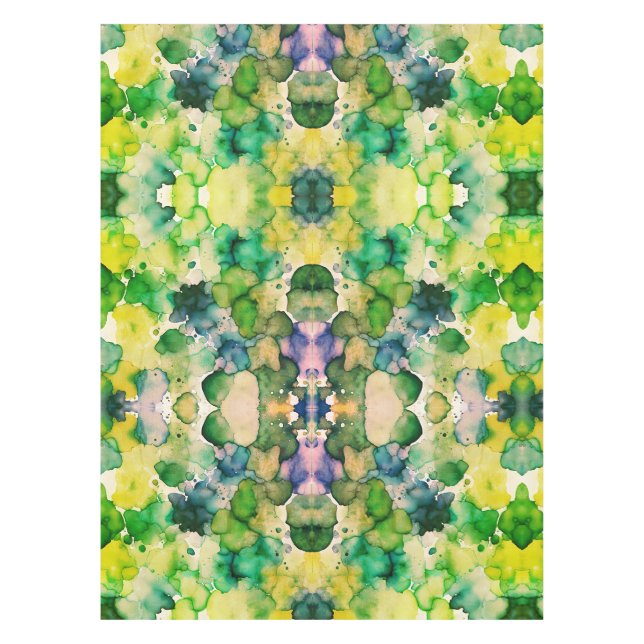 Green Watercolor Fusion  Tablecloth (Front)