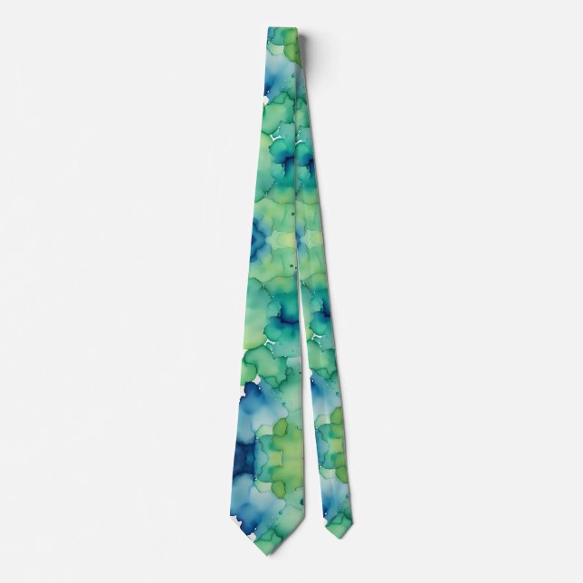 Green Watercolor Fusion  Tie (Front)