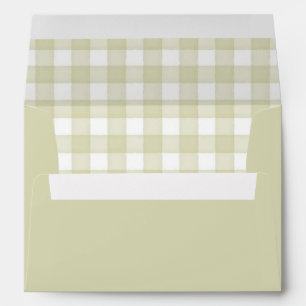 Green Watercolor Gingham Envelope