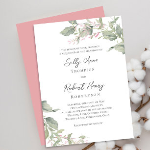 Green Watercolor Greenery Wedding Invitation