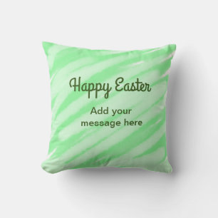 Green watercolor happy Easter add message pastel t Cushion