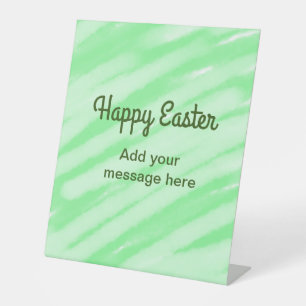 Green watercolor happy Easter add message pastel t Pedestal Sign