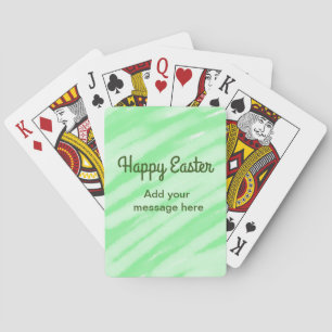 Green watercolor happy Easter add message pastel t Playing Cards