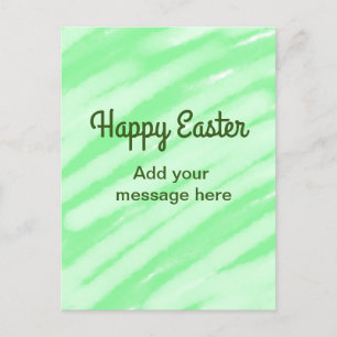 Green watercolor happy Easter add message pastel t Postcard