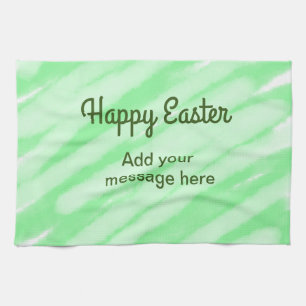 Green watercolor happy Easter add message pastel t Tea Towel