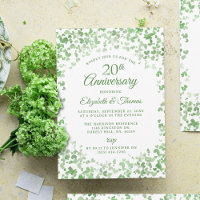 Green Watercolor Hearts 20th Wedding Anniversary