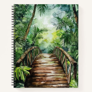GREEN WATERCOLOR JUNGLE BRIDGE NOTEBOOK