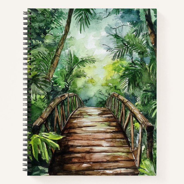 GREEN WATERCOLOR JUNGLE BRIDGE NOTEBOOK (Front)