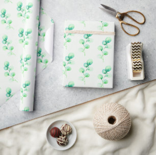 Green Watercolor Leaf Pattern Wrapping Paper