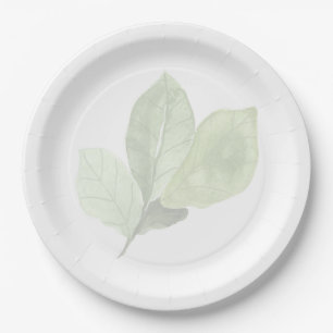 Green Watercolor Leaf Plates