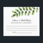 green watercolor leaf wedding reception advice<br><div class="desc">trendy and chic Watercolor green leaf wedding advice cards for your wedding reception.</div>