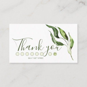 GREEN WATERCOLOR LEAVES LOYALTY CARD
