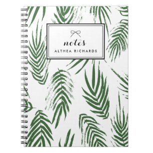 Green Watercolor Leaves Pattern Custom Notebook