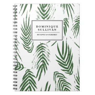 Green Watercolor Leaves Pattern Personalised Spiral Notebook