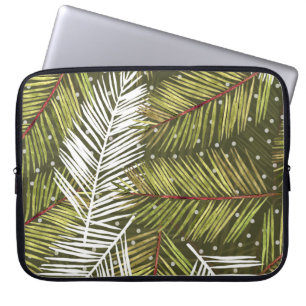 Green Watercolor Leaves: Seamless Illustration Laptop Sleeve