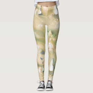 Green watercolor leggings