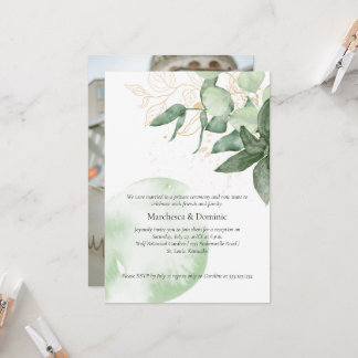 Green Watercolor Modern Photo Reception Only Invitation