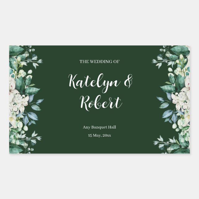 Green Watercolor Palette of love Wedding Rectangular Sticker (Front)