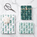 Green Watercolor Pine Tree Line Christmas Tree Wrapping Paper Sheet<br><div class="desc">This pretty Christmas wrapping paper features watercolor illustrations of pine trees; inspired by wild Christmas tree farms and fir tree lots.</div>