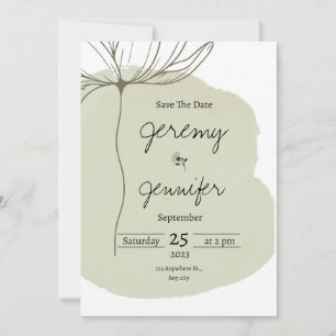 Green Watercolor Portrait minimalist Simple Invitation