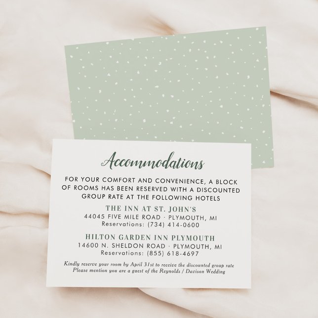 Green Watercolor Rustic Wedding Accommodations Enclosure Card (Creator Uploaded)