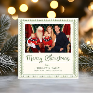 Green Watercolor Scallop Pattern Christmas Holiday Card