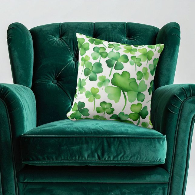 Green Watercolor Shamrock Cushion (Creator Uploaded)