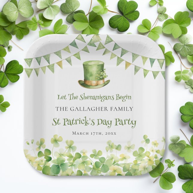 Green Watercolor Shamrock St Patrick's Day Party Paper Plate (Green Watercolor Shamrock St Patrick's Day Party Paper Plates)