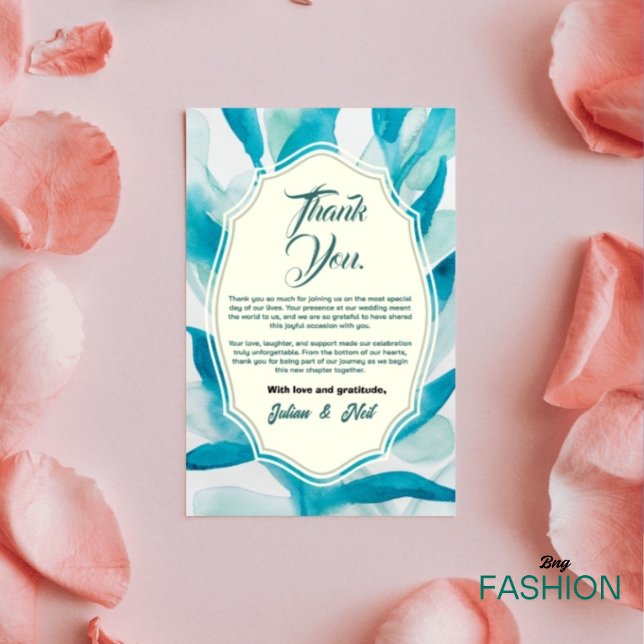 Green Watercolor Simple Wedding  Thank You Card (Creator Uploaded)