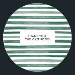 Green Watercolor Stripes Classic Round Sticker<br><div class="desc">Top of your mailing or party with these festive stickers featuring green watercolor stripes. Personalise with your own name or message.</div>