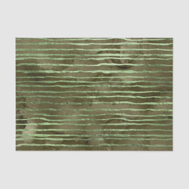 Green Watercolor Stripes Pattern Tissue Paper (Front)