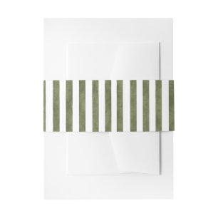 Green Watercolor Stripes Wedding Invitation Belly Band