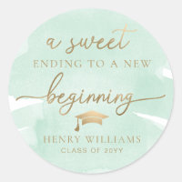 Green Watercolor Sweet New Beginning Graduation