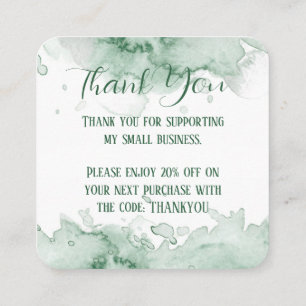 Green Watercolor Thank You Card