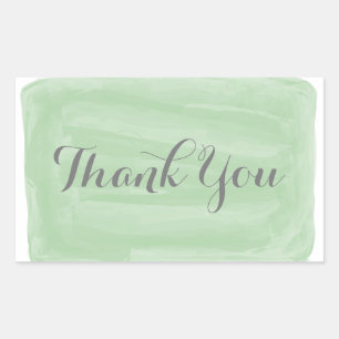 Green Watercolor Thank You Stickers