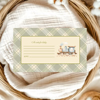 Green Watercolor Train Baby Shower Note for Baby